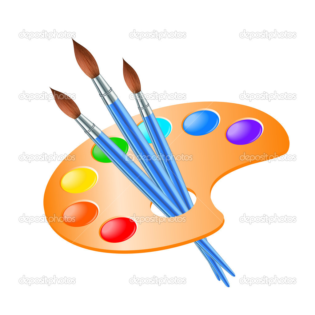 Paint Brush Vector Depositphotos 12581436 Art Palette With Paint Brush    