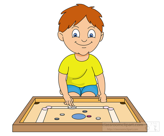 Recreation   Boy Playing Carrom Board   Classroom Clipart