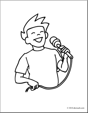 Of 1 Clip Art Boy Singing Coloring Page Coloring Page Music Black