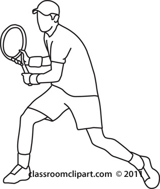 Sports   Tennis Player Back Hand Stroke Black   Classroom Clipart