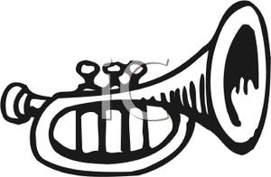 Black And White Trumpet   Royalty Free Clipart Picture