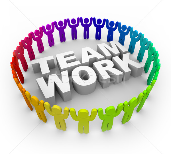 Colorful People Around Word Teamwork Stock Photo   Iqoncept   280822