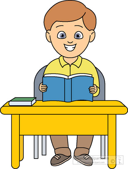 Student Sitting At Desk With Book Open Clipart 518   Classroom Clipart