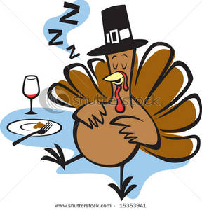 Stuffed Turkey Sleeping After Thanksgiving Dinner Clipart Image