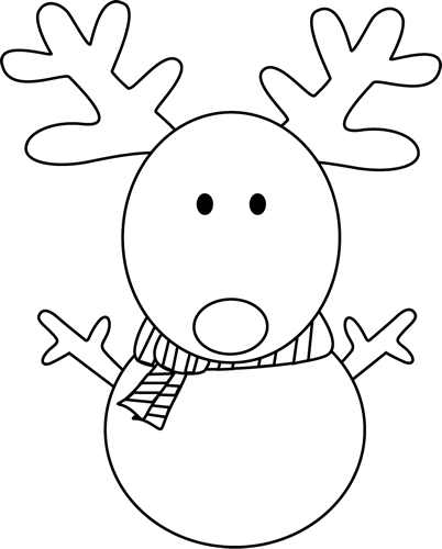 Black And White Reindeer Snowman Clip Art   Black And White Reindeer