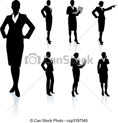 Businesswoman Silhouette Collection Original Vector Illustration