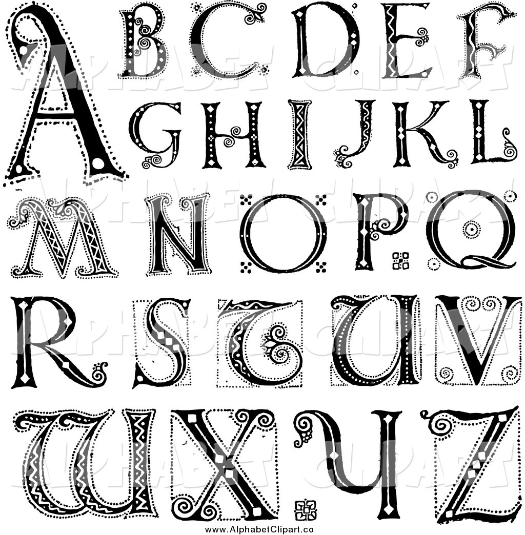 Of Black And White Capital Vintage Alphabet Letters By Bestvector