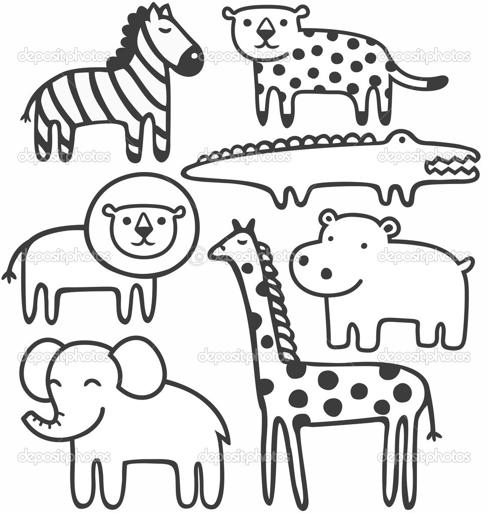 Animals In Black And White   Stock Vector   Stolenpencil  12374889