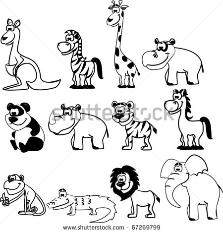 Black And White Clipart Zoo Animals Animals In Black And White