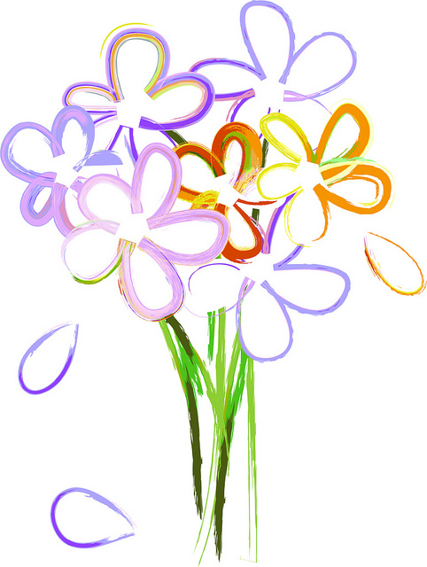 Clip Art Illustration Of A Simple Bouquet Of Watercolor Flowers