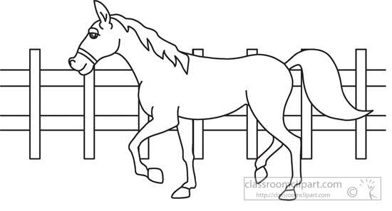 Farm  Animal Horse Black White Outline 964   Classroom Clipart