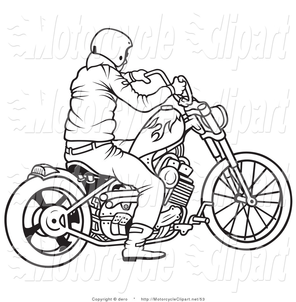 Transportation Clipart Of A Black And White Picture Of A Motorcycle