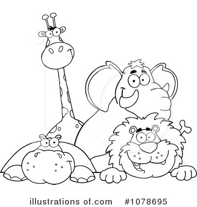 Zoo Animals Clipart Black And White More Clip Art Illustrations Of