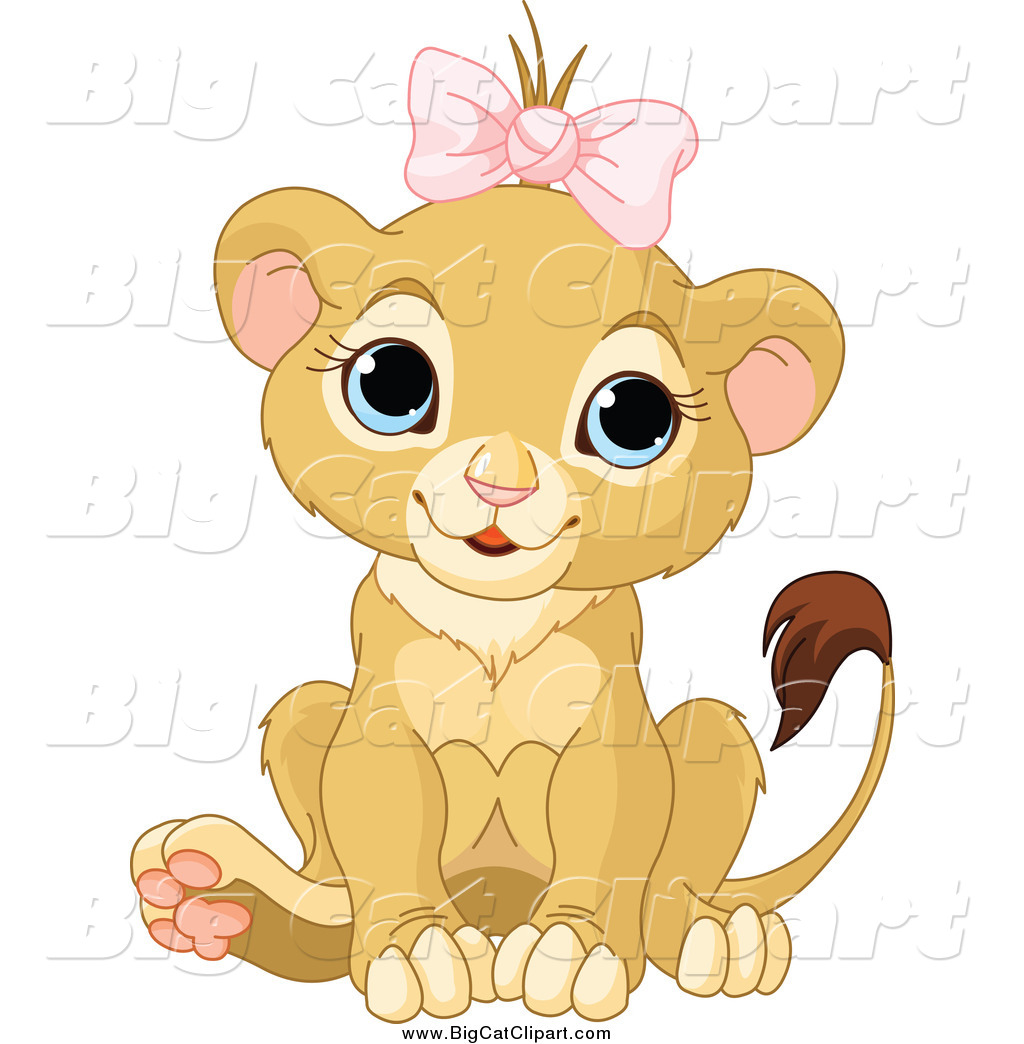 Big Cat Cartoon Vector Clipart Of A Cute Baby Female Lion Wearing A