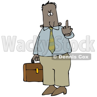 Briefcase And Flipping Someone Off For Being Rude Clipart Illustration