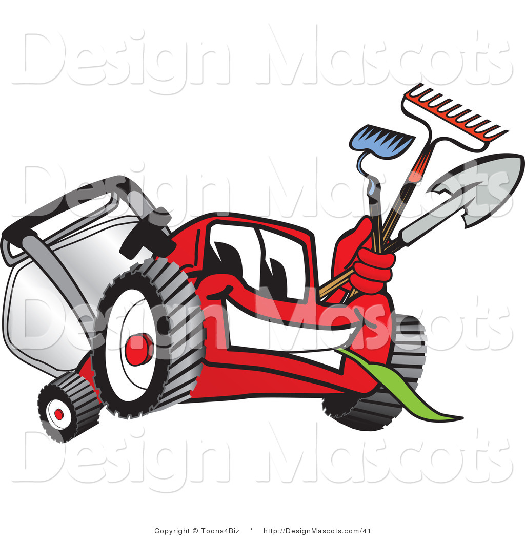 Clipart Of A Red Lawn Mower Mascot   Royalty Free By Toons4biz    41