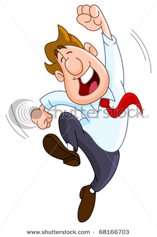 Happy Businessman Doing A Dance   Vector Clipart Illustration