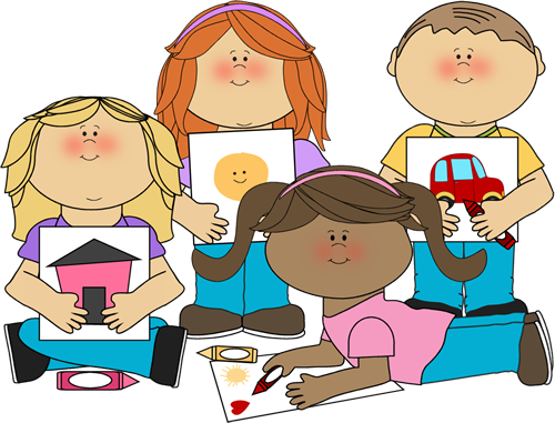 School Kids Coloring Clip Art Image   Group Of School Kids Coloring