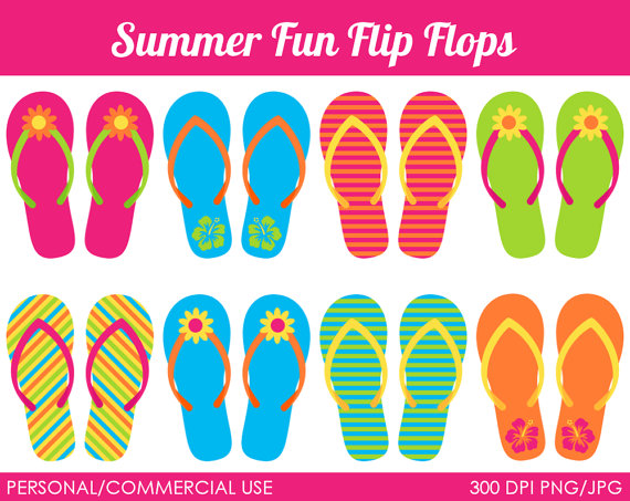 Summer Fun Flip Flops Clipart   Digital Clip Art Graphics For Personal