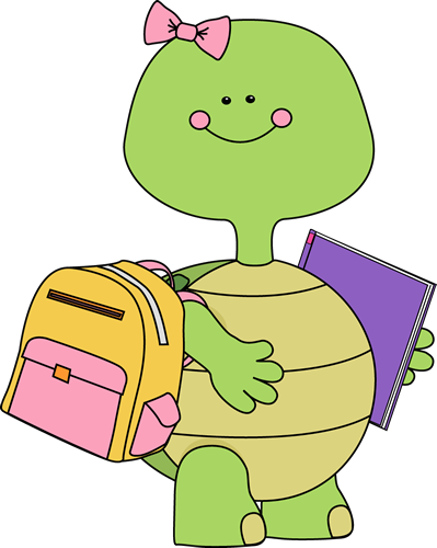 Turtle Going To School Clip Art Image   Girl Turtle Going To School