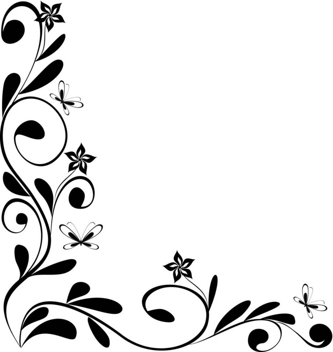 Best And Beautiful Black And White Floral Corner Borders For Frames