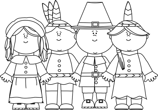 Black And White Indians And Pilgrims Clip Art   Black And White