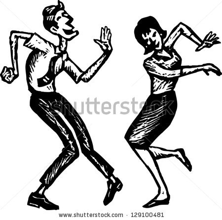 Black And White Vector Illustration Of A Couple Dancing 129100481 Jpg
