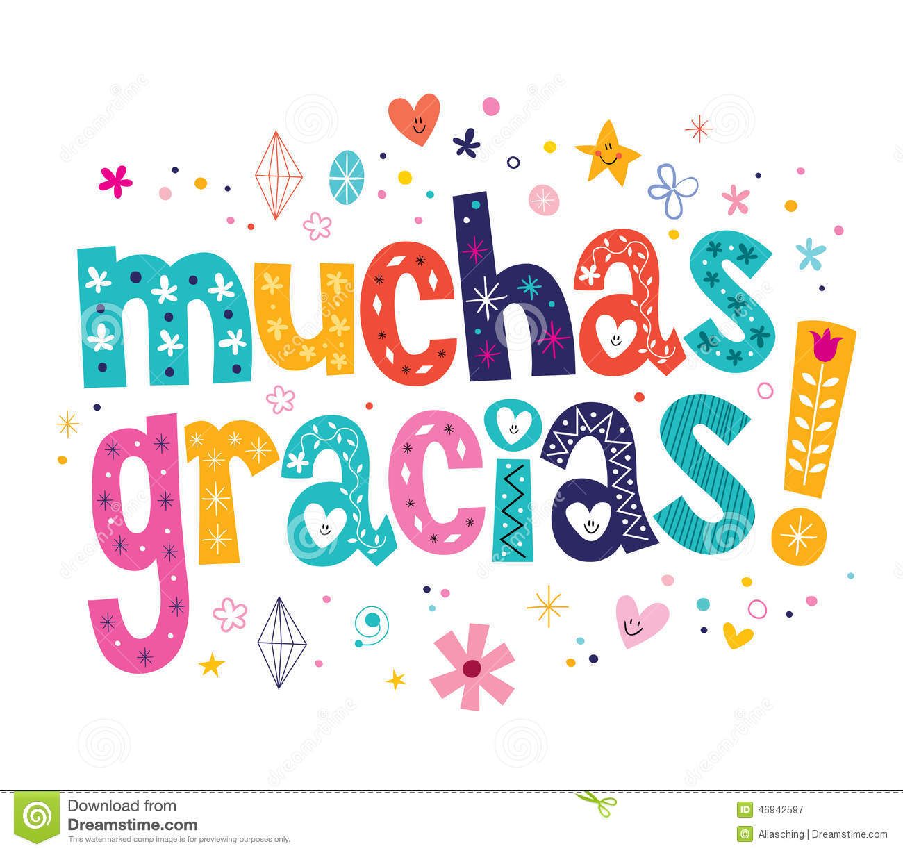 Muchas Gracias Many Thanks In Spanish Card Stock Vector   Image