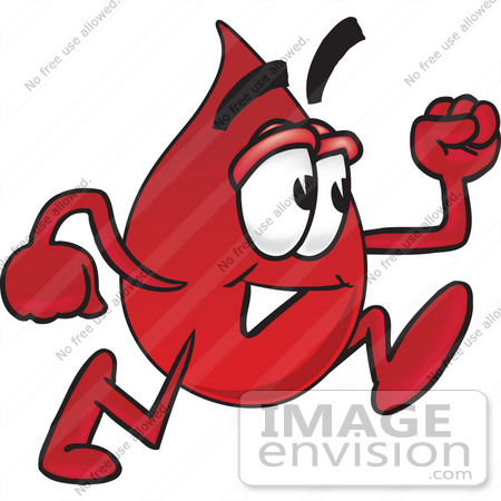 Of A Transfusion Blood Droplet Mascot Cartoon Character Running  33377
