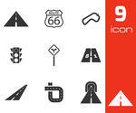Vector Black Road Icons Set White Background Vector Black Road