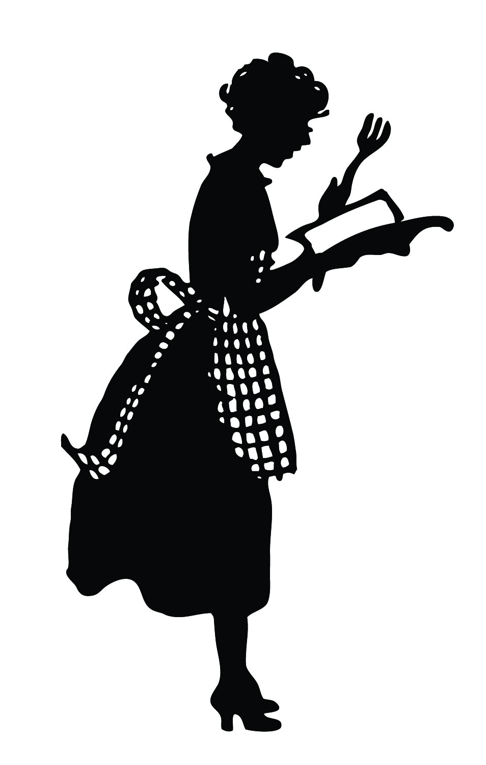 Vintage Silhouette   Cute Lady In Apron   The Graphics Fairy