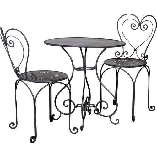 Black Metal Heart Shaped Bistro Table And Chairs Via Zebra Home Design