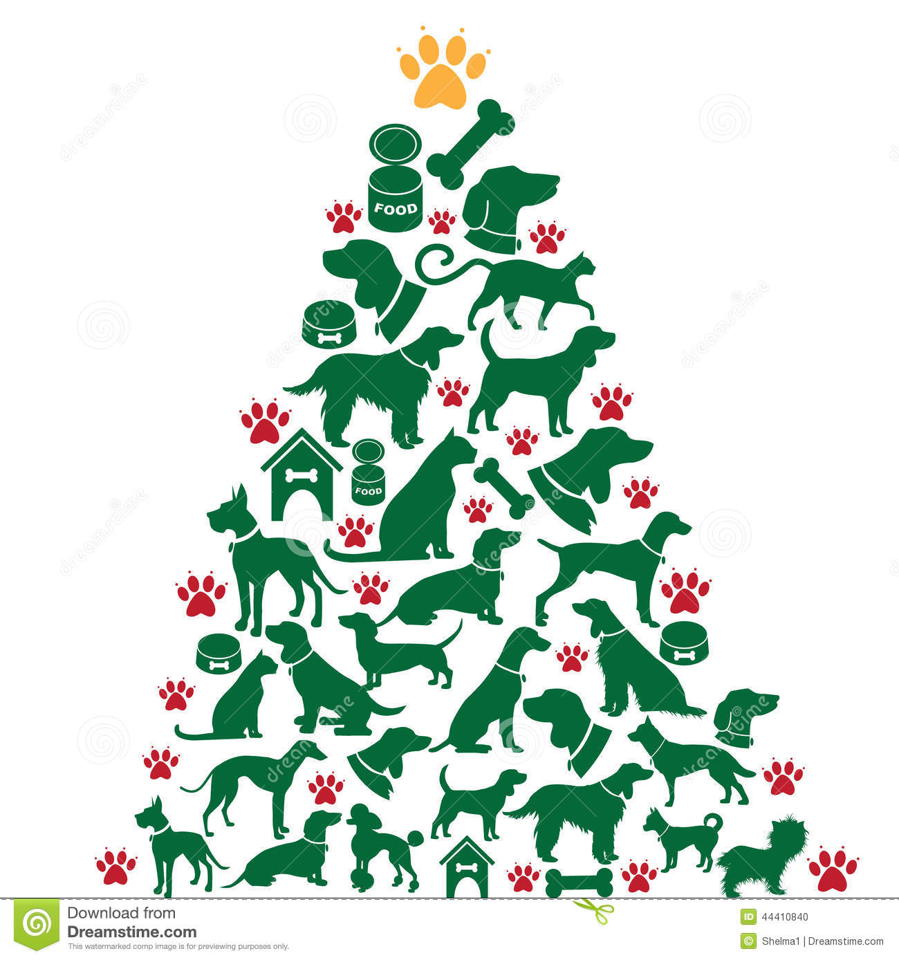 Cartoon Dogs And Cats Christmas Tree Stock Vector   Image  44410840