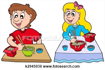 Stock Illustration   Boy And Girl Eating Chinese Food  Fotosearch