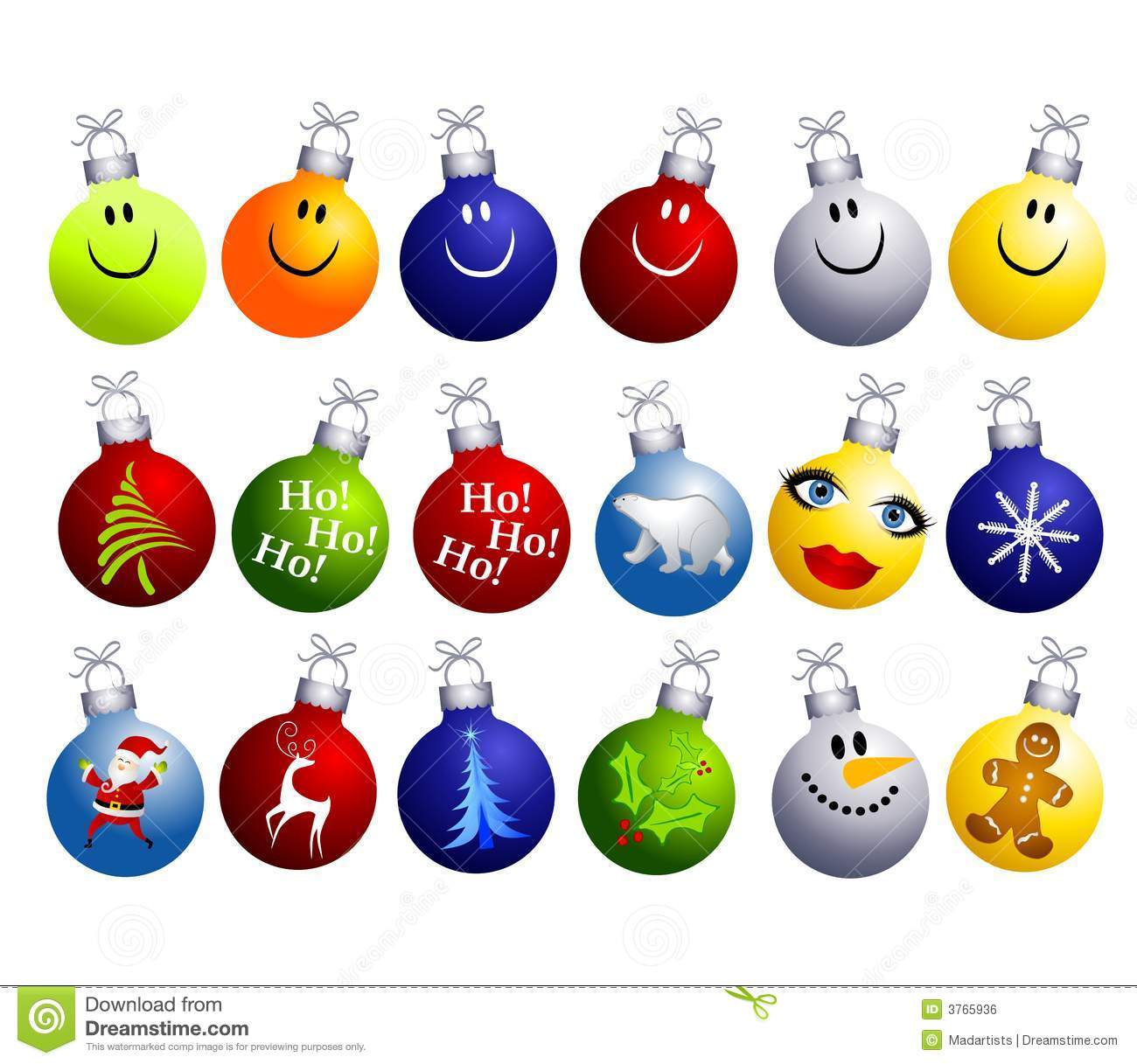 Assorted Christmas Ornaments Clip Art Royalty Free Stock Image   Image