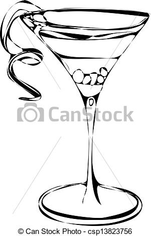 Black And White Isolated Vector Illustration Of A Cocktail Martini