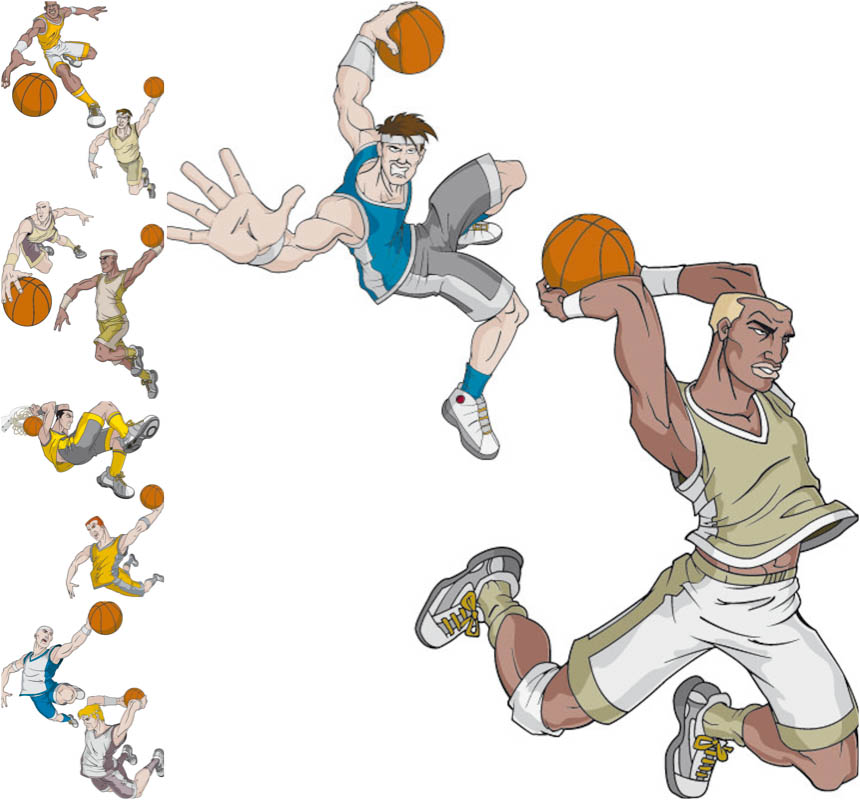 Clipart 5 Sets With 10 Vector Basketball Players Clipart In Cartoon