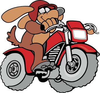 Vector Format Cartoon Drawing Of A Dog On A Motorcycle 
