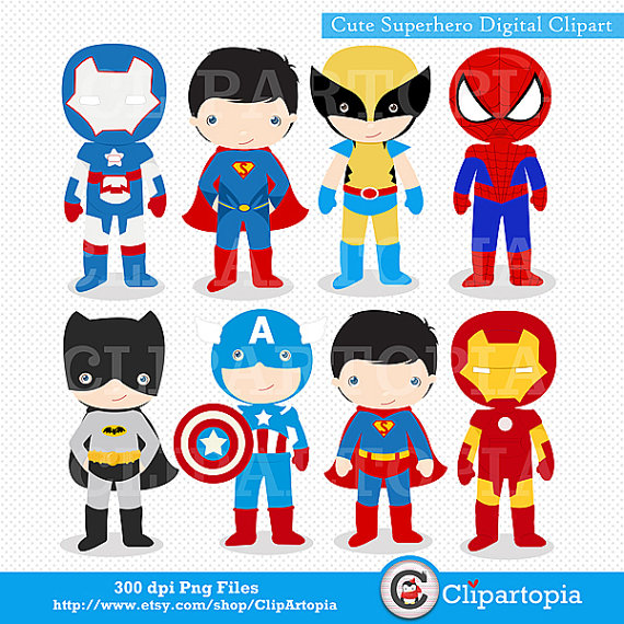 Cute Digital Clipart   Superhero Clip Art   Superheroes Clipart