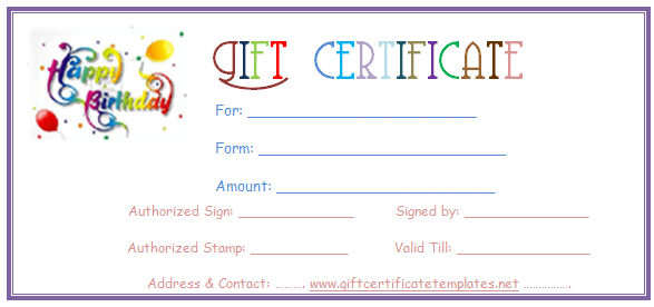 Permalink To Simple Balloons Birthday Gift Certificate Template