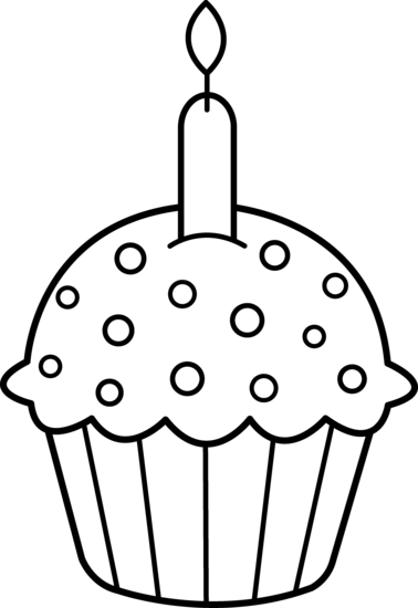 Birthday Cupcake Clip Art Black And White Birthday Cupcake Coloring