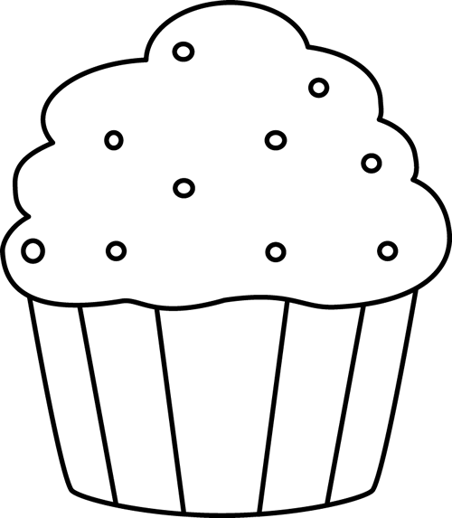 Black And White Cupcake With Sprinkles Clip Art Image  Black And White