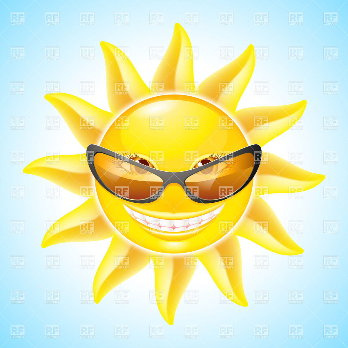 Cute Smiling Sun With Sunglasses Download Royalty Free Vector Clipart