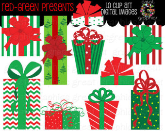 Present Clip Art Red And Green Christmas Present Printable Clipart