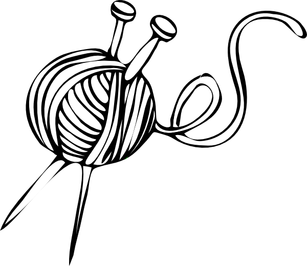 White Yarn Ball With Knitting Needles Clip Art At Clker Com   Vector