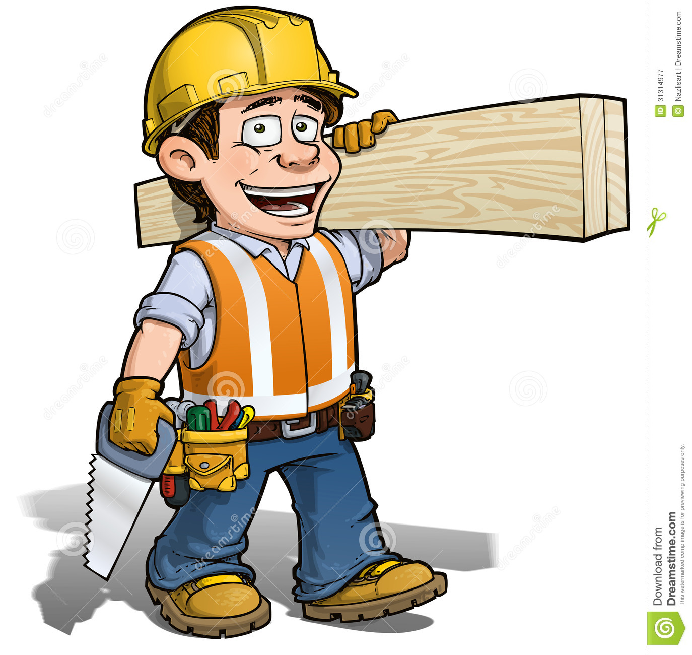 Cartoon Illustration Of A Construction Worker