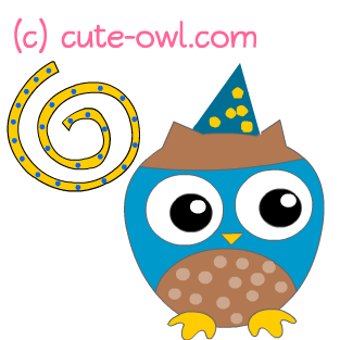 Happy Owl Clip Art With A Party Hat And Decorations Around It