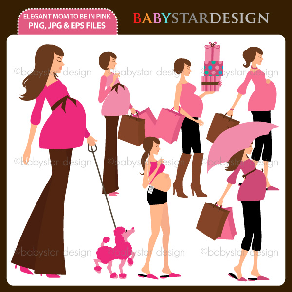 Mom To Be In Pink Pregnant Woman Clipart Elegant Mom To Be Clipart