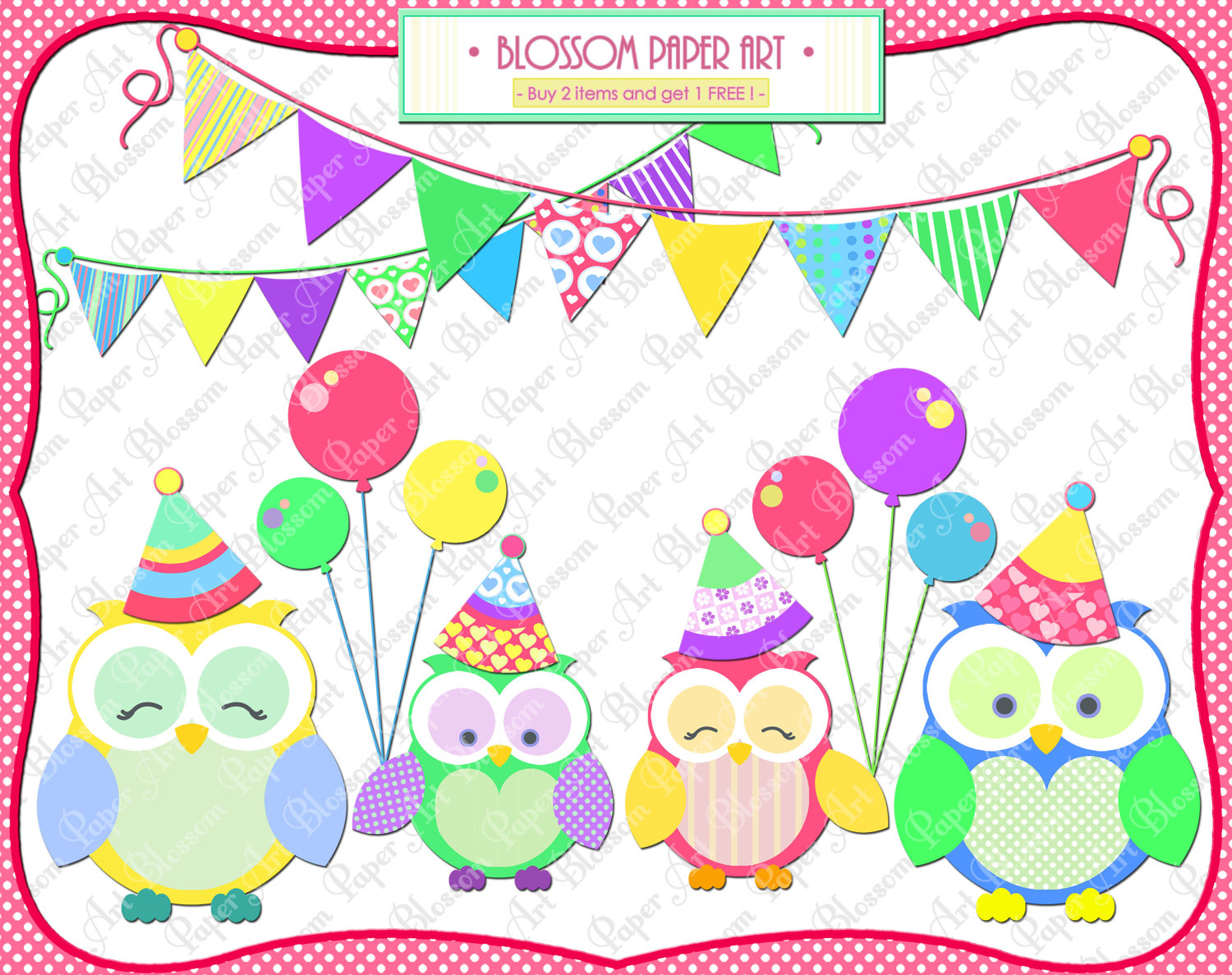 Owls Party Clipart Clip Art Birthday By Blossompaperart On Etsy