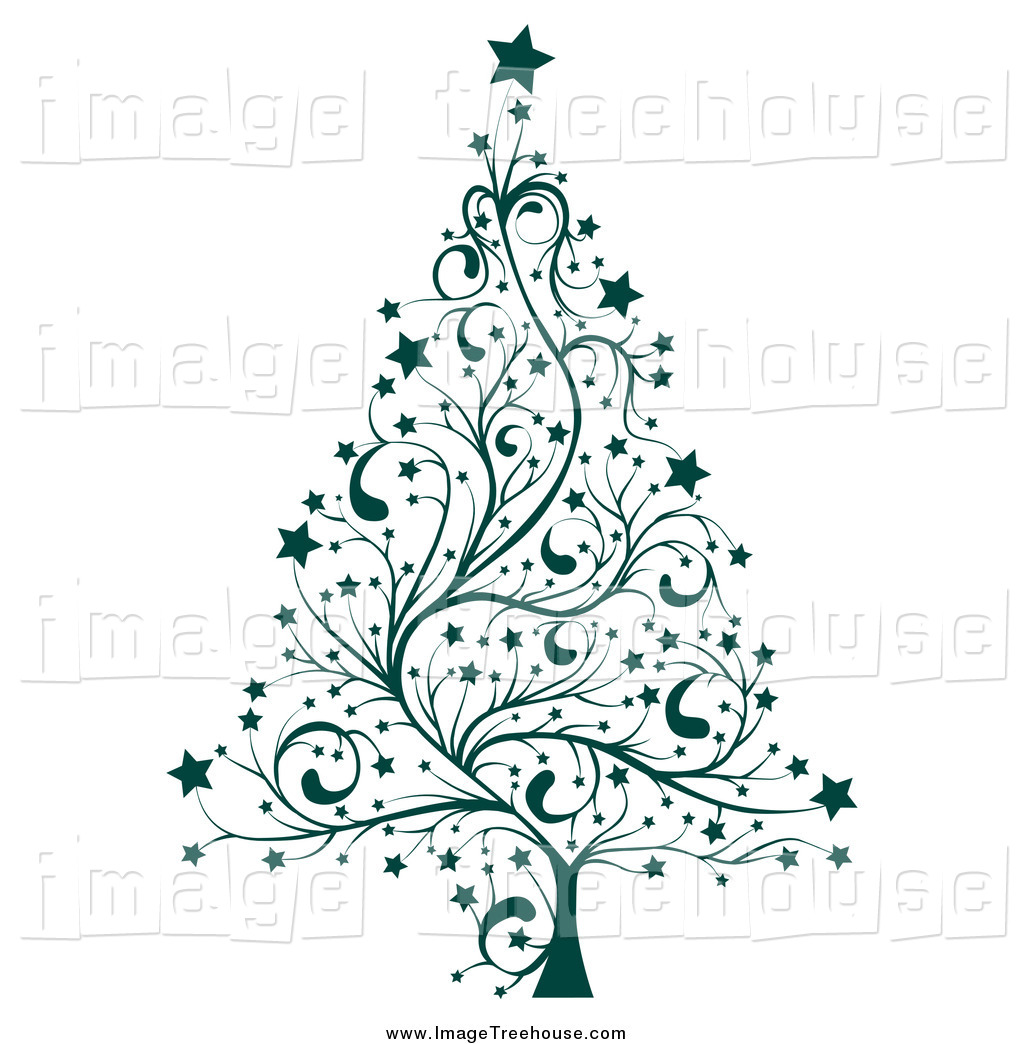 Clipart Of A Green Floral Christmas Tree By Milsiart    727
